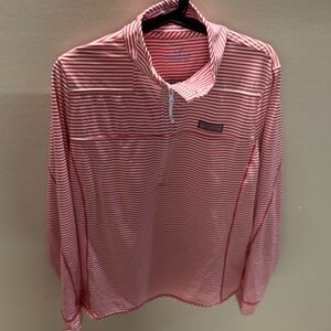 Vineyard Vines Red and White Striped Pullover performance